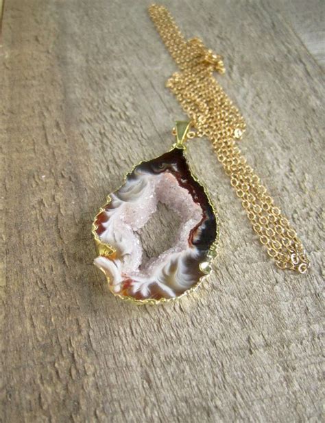 Agate Geode Necklace, Geode Jewelry, Druzy Necklace, Druzy Quartz ...