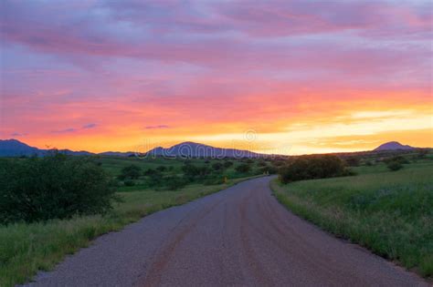 Fire Sunset in Sonoita, Arizona. Santa Rita Mountains in Distance ...