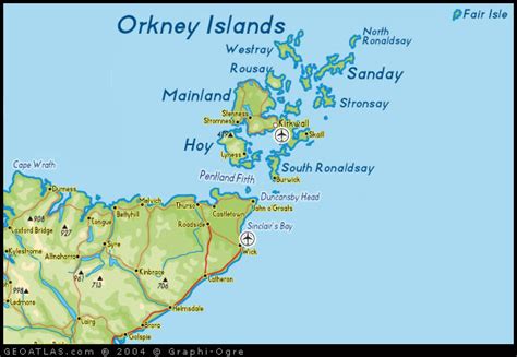 Map of Orkney Islands, UK Map, UK Atlas