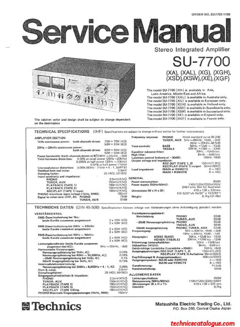 TECHNICS SU-7700 (XA) SERVICE MANUAL Pdf Download | ManualsLib