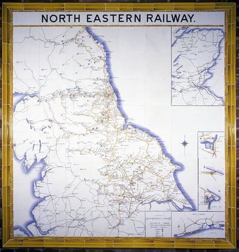 ceramic tile map of north eastern railway | Science Museum Group Collection