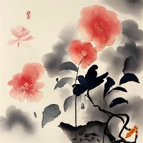 Chinese ink painting of flowers