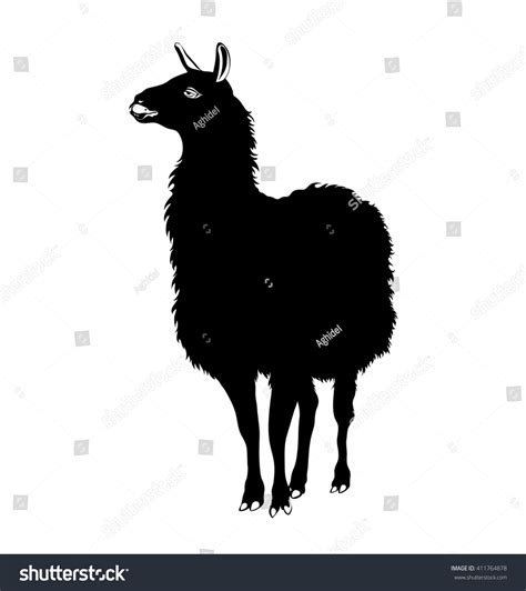 Lama Llama Silhouette Vector Black White Stock Vector 411764878 ...