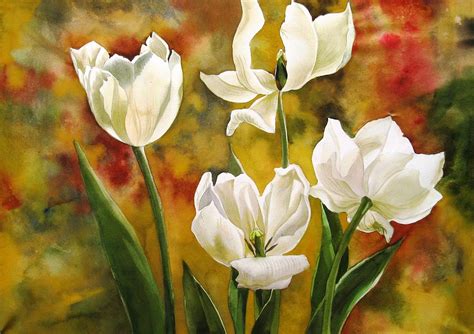 White Tulips Painting by Alfred Ng - Fine Art America