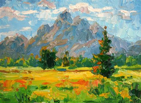 Impressionistic Plein Air Landscape Painting Entitled "Mountain Meadow ...