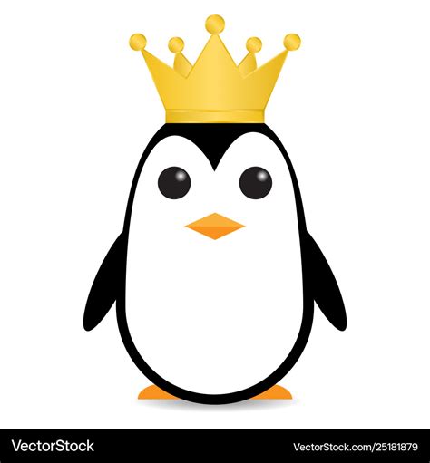 Isolated cartoon penguin with crown Royalty Free Vector