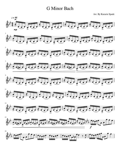 G Minor Bach sheet music for Violin download free in PDF or MIDI