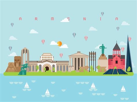 Premium Vector | Armenia famous landmarks