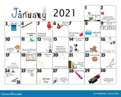 January Days To Celebrate 2022 Year Clipart