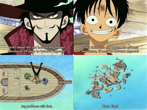 Mihawk, Luffy, Zoro, text, quote, comic, One Piece; Photo Collages ...