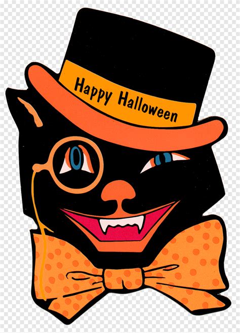 Gato negro halloween navidad, gato bruja, naranja, tarjeta de ...