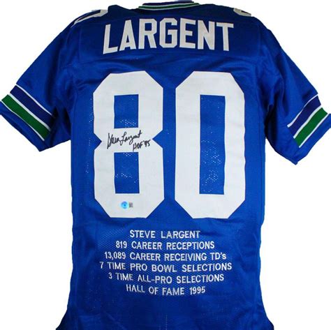 Steve Largent Signed Career Highlight Stat Jersey Inscribed "HOF '95 ...