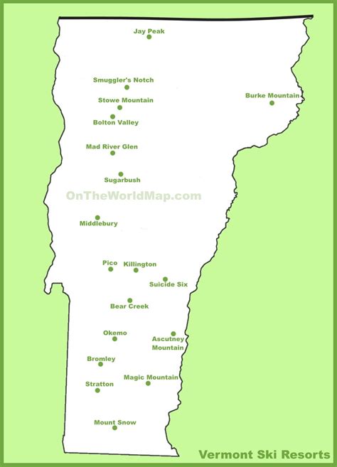 Map of Vermont ski resorts