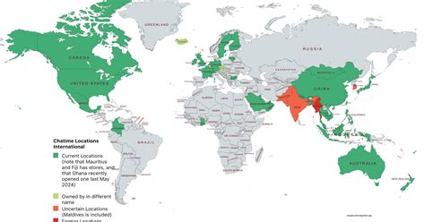 Countries with Chatime Locations as of 2024 : r/MapPorn