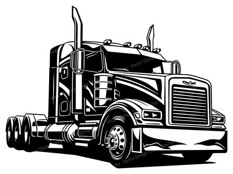 Semi Truck Svg & PNG Image Graphic, Semi Rig Truck Vector Clip Art, 18 ...