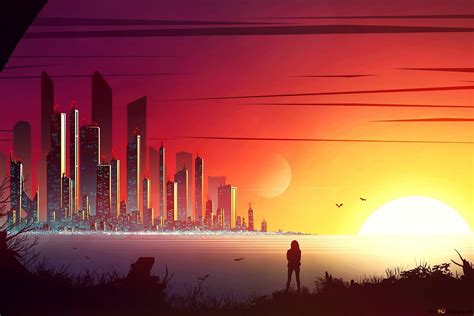 Cityscape Sunset 4K wallpaper download