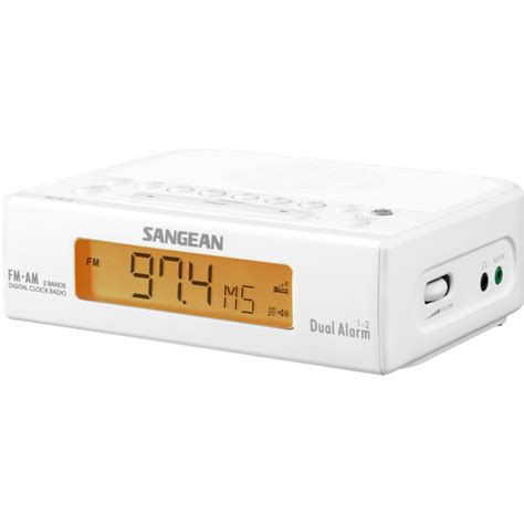 SANGEAN RCR5W BASIC AM / FM BEDSIDE CLOCK RADIO SANGEAN - WHITE - Radio ...