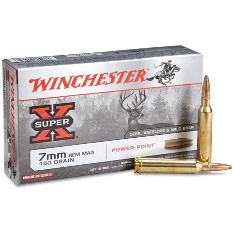 Winchester Super-X, 7mm Remington Magnum, PP, 150 Grain, 20 Rounds ...