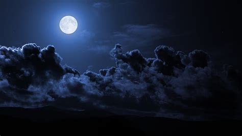 HD wallpaper: moon digital wallpaper, night, sky, clouds, dark, full ...