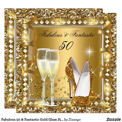 Fabulous 50 & Fantastic Gold Glam Silver Birthday Invitation | Zazzle ...