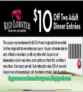 Printable Coupon Red Lobster