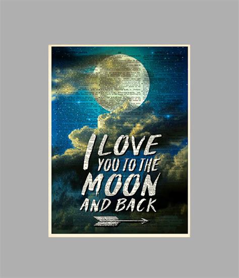 I Love You to the Moon Quotes Art Print Vintage Dictionary - Etsy