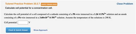 Solved Calculate cell potential for a concentration cell. | Chegg.com