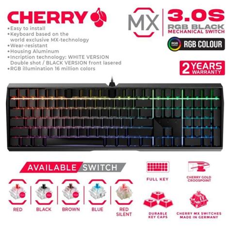 Promo Cherry Mx Mechanical Gaming Keyboard Black Rgb Full Keys - Mx 3 ...