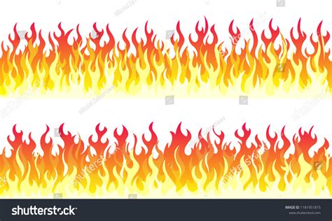 Cartoon Fire Flame Frame Borders Seamless Stock Vector (Royalty Free ...