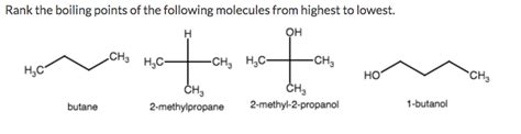 Solved Rank the boiling points of the following molecules | Chegg.com