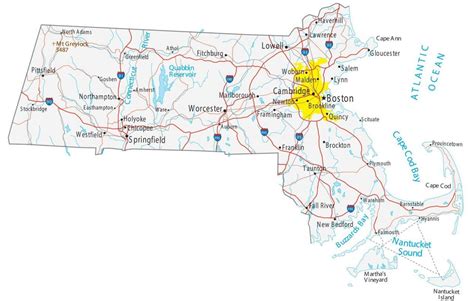 Map of Massachusetts - Cities and Roads - GIS Geography