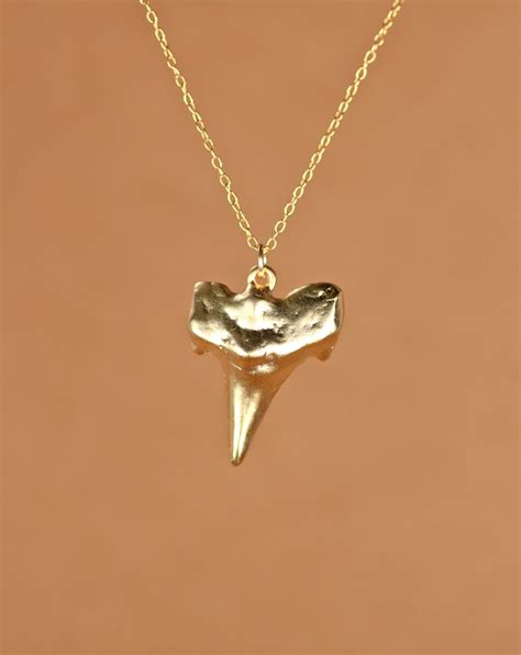 Shark tooth necklace, gold shark tooth necklace, beach necklace, surfer ...