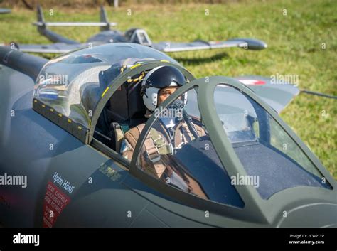 The cockpit of a large model Northrop F-5E Tiger II plane (Patrouille ...