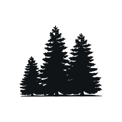 Illustration of pine tree silhouette isolated on white background ...