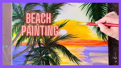 Purple Sunset Beach Painting 🏝️ Acrylic Painting 🖼️ Beach Painting ...