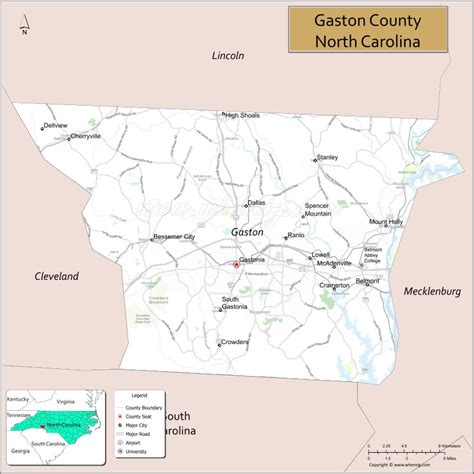 Map of Gaston County, North Carolina, USA - Check Where is Located ...