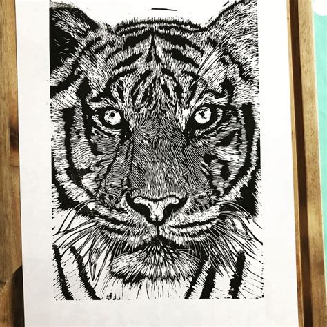 Tiger Tiger | Linocut, Lion stencil, Linocut art