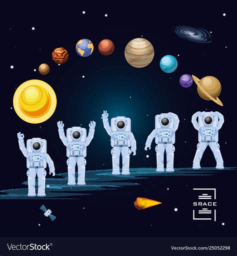 Astronauts in space characters Royalty Free Vector Image