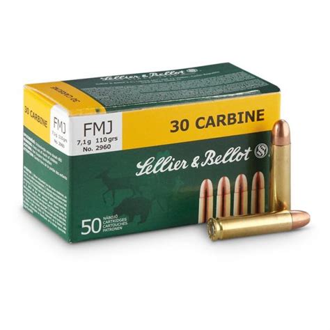 Boite de 50 munition 30m1 carabine usm1 SELLIER BELLOT FMJ 7.1grs