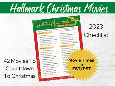 Hallmark Christmas Movies 2023 Schedule Printable Checklist - Etsy