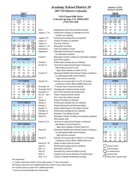 Colorado Springs District 20 Calendar - Printable Word Searches