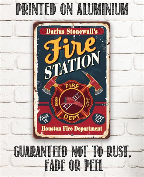 Personalized Fire Station Decor Durable Metal Sign 8x12 / 12x18 Use ...