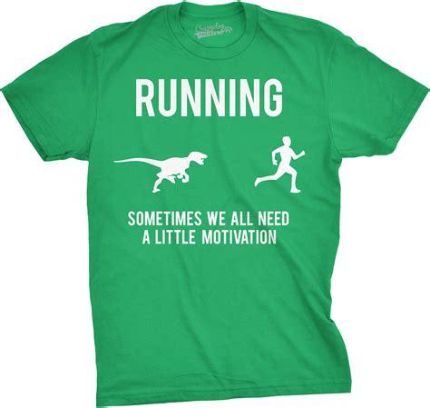 Mens Running Motivation Raptor Chase T Shirt Funny Dinosaur Tee For ...