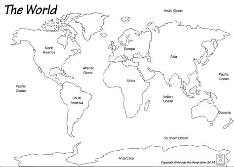 World map coloring page, World map printable, World map continents