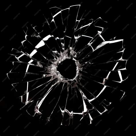 Premium Photo | Bullet hole in glass illustration on white black ...