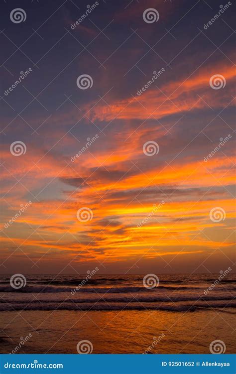 Amazing Sunset at Arambol Beach, North Goa, India Stock Photo - Image ...