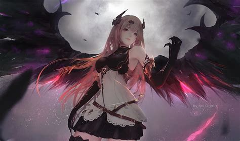 HD wallpaper: pink haired woman anime character with wings wallpaper ...