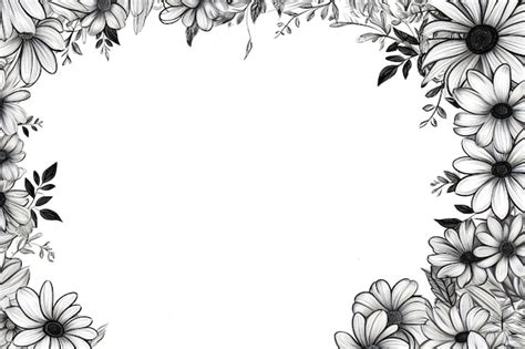 Premium AI Image | Thin line art empty floral border on white background