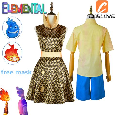 Anime Elemental Ember Wade Cosplay Costume Mask Dress Full Set Suit ...