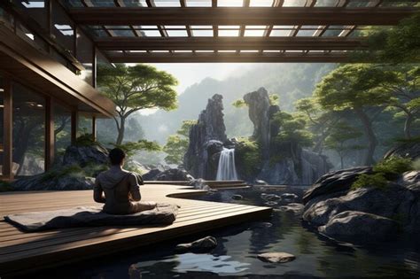 Premium AI Image | Concept of relaxation in meditation retreats amidst ...